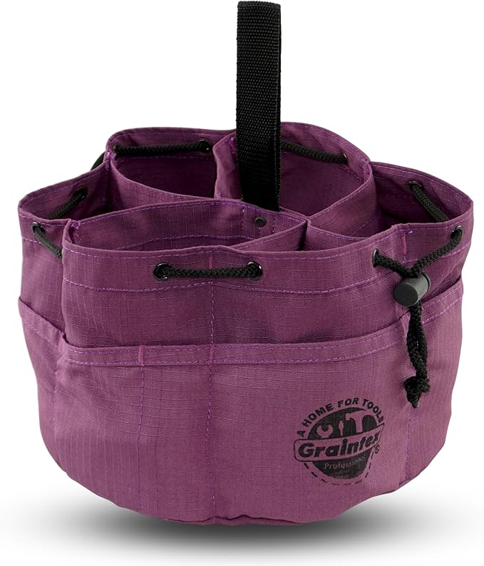 Graintex 18 Pockets Grab Bag Rip-stop Canvas Drawstring Closure, Small Part Organizer Pouch, Small Tools, Screws, Parts, Parachute Tool Bag for Efficient Storage - Purple