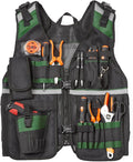 Electrician Tool Vest for Men, Reflective Safety Work Vest with Adjustable Thick Straps, Removable Phone Holder for Electrical, Carpenters, Construction, 22 Pockets.Green