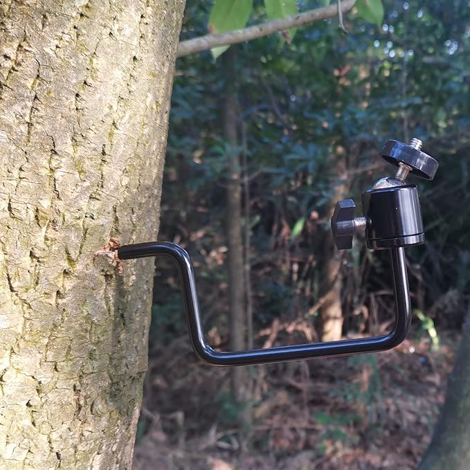 2pcs Trail&Game Camera Accessories Hunting Cam Tree Mount Wall Holder Stand, 1/4''-Inch Universal Fishing & Solar Panels Accessories Multifunctional Metal Bracket (Black)
