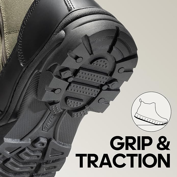 NORTIV 8 Men's Military Tactical Work Boots Side Zipper Leather Motorcycle Combat Boots Trooper