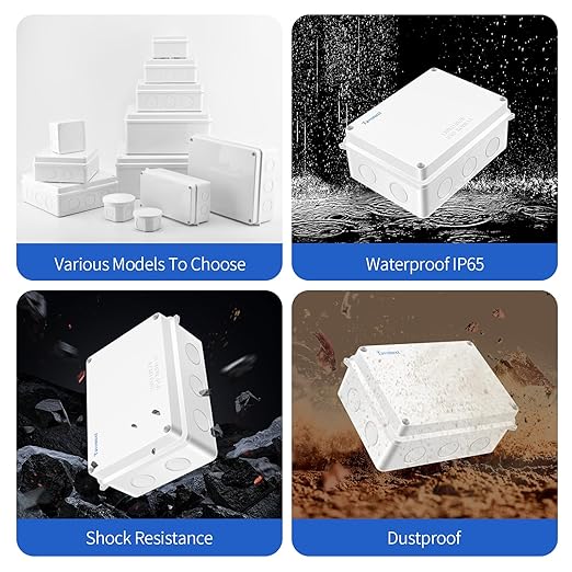Waterproof Electrical Junction Box (5.9"x4.3"x2.8") with 10 Reserved Holes for Electronics - Sturdy ABS Plastic IP65 Dustproof Project Enclosure - White, (150x110x70mm)