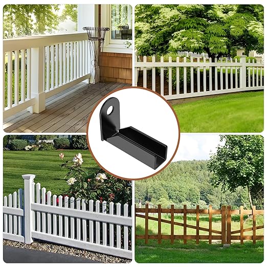 4 Pack Black Carbon Steel Fence Mounting Brackets for 1" x 1" Square Rails, Fence Panel Internal Connectors