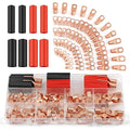PEASUG Copper Wire Lugs 130Pcs, AWG 2 4 6 8 10 12 Gauge Battery Cable Ends with 66Pcs Heat Shrink Tubing Set, 64Pcs Ring Terminals Connectors Assortment Kit for Marine, Automotive, Cables, Appliances