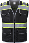 JKSafety Hi-Vis Unisex Surveyor Safety Vest Heavy Duty PPE Inner Pockets ANSI/ISEA Compliant