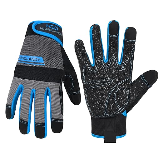HANDLANDY Grip Work Gloves for Women Men, Safety Utility Yard Working Gloves, Flexible Touch Screen Mechanics Gloves (Grip-upgraded, 2X-Large (Pack of 1))