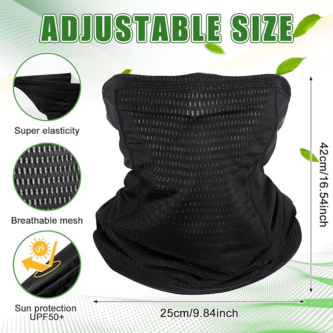 Geyoga Adjustable Cooling Neck Gaiter Breathable Summer Face Mask with Mesh Holes Strap UV Protection Neck Cover for Men