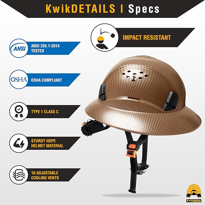 KwikSafety - Charlotte, NC - Hard Hats [Full Brim, Cap Style, Climbing Style] Type 1, Class C ANSI OSHA