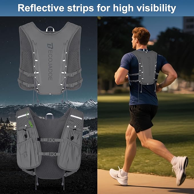 Running Vest Hydration Backpack for Men Women, 5L Lightweight Running Backpack Hydration Pack for Marathon, Trail, Cycling, Hiking, Jogging