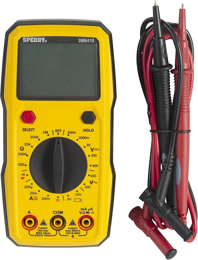 Sperry Instruments DM6410 8 Function Digital Multimeter, Yellow
