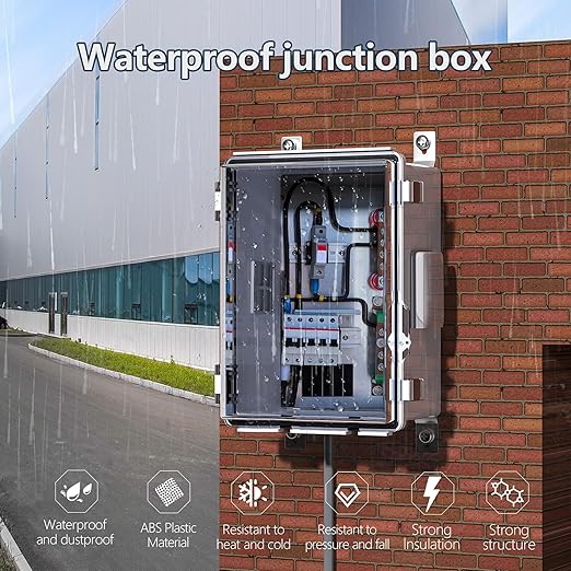 ABS Electrical Junction Box, Ventilated Design, Cable Grommets, IP65 Waterproof Enclosure, Indoor/Outdoor Use with Mounting Panel. (Clear Cover, 11"x7.4"x5.5")
