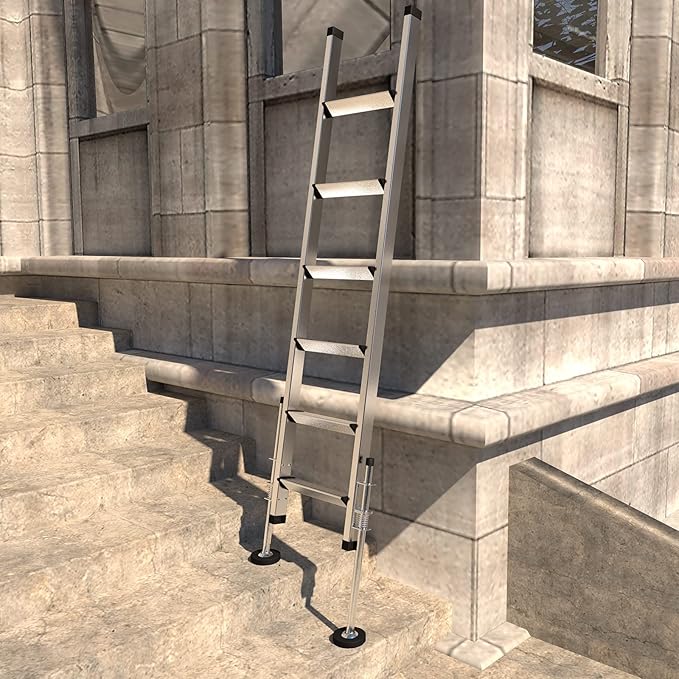Ladder Levelers for Type II,I and IA Extension Ladders up to 32’,with Anti-Slip Threaded and Adjustable Extension Ladder Legs for Stairs and All Surfaces - Pair (Standard Version （20"）)