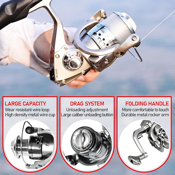 Telescopic Fishing Rod and Reel Combo, 2PCS 5.9FT Collapsible Fishing Pole Set with Pre-Loaded Spinning Reel Lures and Carrier Bag, Saltwater Freshwater Fishing Gear for Adults
