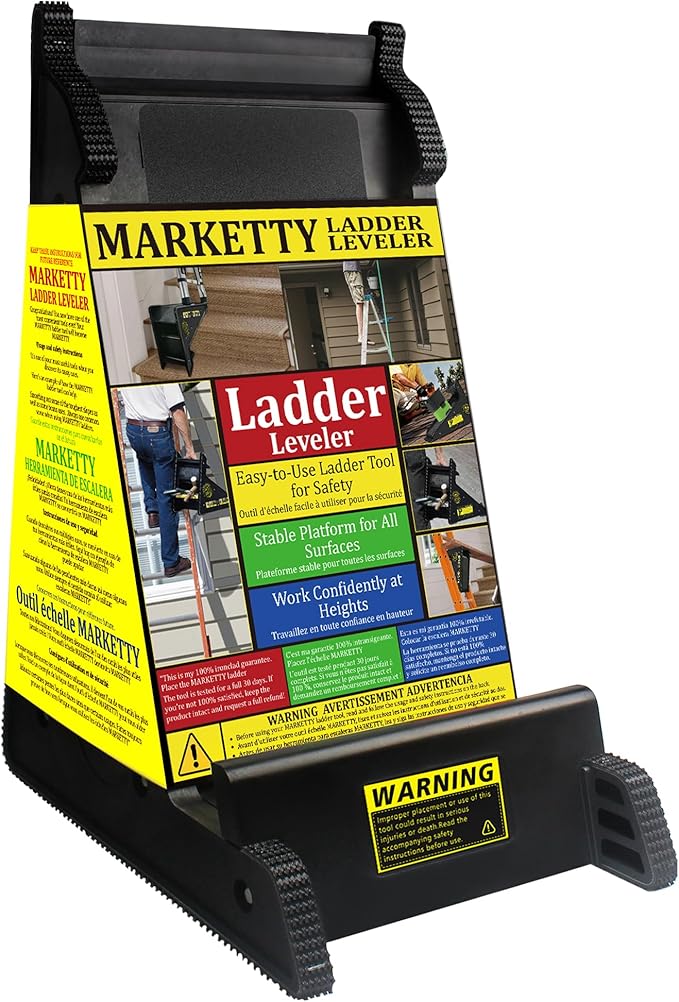 Ladder Leveler, Pitch Hopper, Ladder Stabilizer with Storage, Ladder Levelers for Stairs and Extension Ladders, Easy to Use, Conquer Uneven Ground (Classic Black)