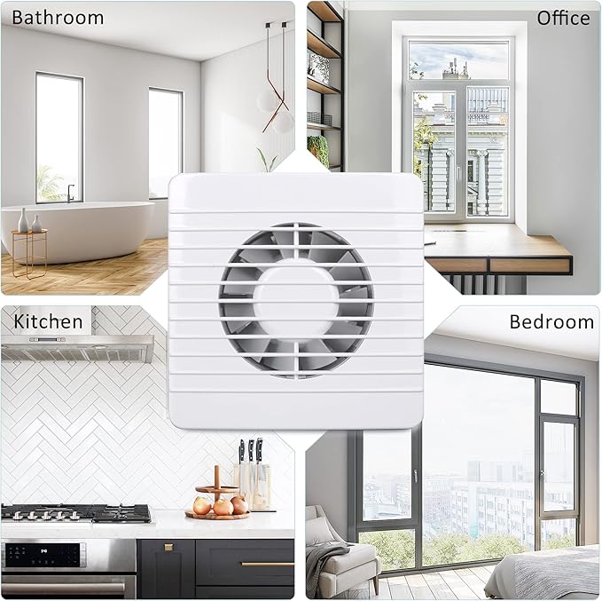 4 Inch Wall-Mounted Exhaust Fan, Small Bathroom Fan, IPX4 55CFM Window Extractor Fan w/with Anti-backflow Check for Toilet, Office, Kitchen