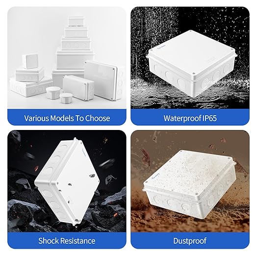 Waterproof Electrical Junction Box (7.9"x7.9"x3.1") with 12 Reserved Holes for Electronics - Sturdy ABS Plastic IP65 Dustproof Project Enclosure - White, (200x200x80mm)