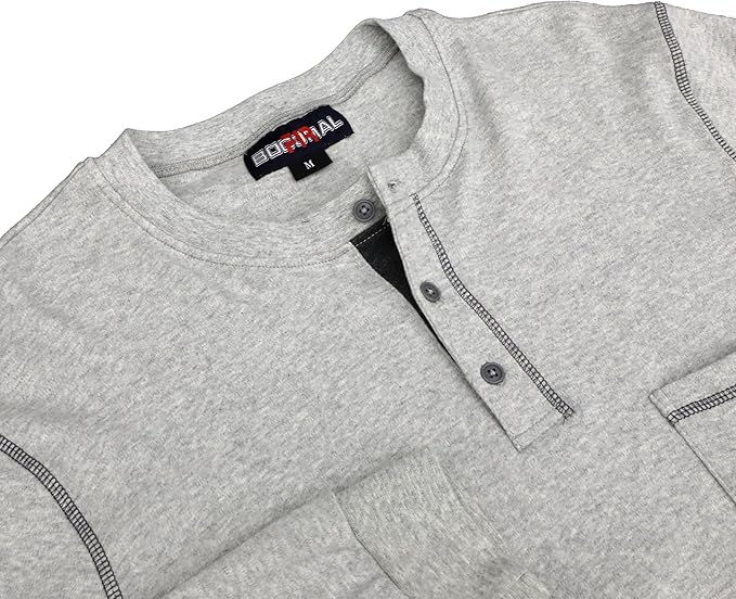 BOCOMAL FR Shirts Flame Resistant Henley Shirt NFPA2112/CAT2 7oz Men's Long Sleeve Fire Retardant Clothing
