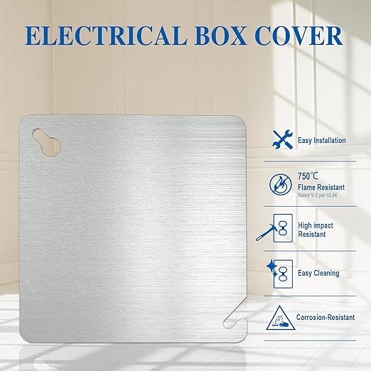 4x4 Metal Electrical Box Cover Plates, 4 Pcs Electric Junction Box Cover Plate, Square Flat Blank Electric Box Panel Cover,4 Inch Galvanized Steel Metal Corrosive Resistant Covers For Electrical Boxes