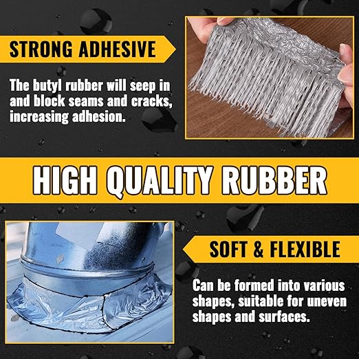 VIVIDA Aluminum Butyl Tape 2" × 20', Waterproof Aluminum Foil Butyl Sealing Tape for Outdoor Use, Corrosion Resistant, Repair for Metal Roof, RV, Windows, 1 Roll