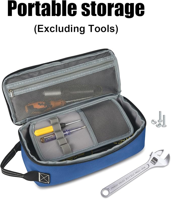 LAKE OF FIRE 12.6" Small Tool Bag Pouch for Men with Multiple Pockets, Waterproof Heavy Duty Tool Bag Organizer with Zipper and Portable Handle (Blue)