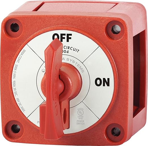 Blue Sea Systems On/Off Battery Isolator Switch With Locking Key, Red, 6004 m‑Series