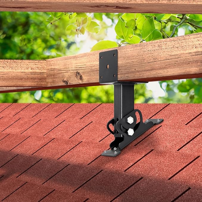 3 Pack 304 Stainless Steel 4x4 Heavy Duty Roof Riser Brackets Kit, Adjustable Roof Riser Beam Mount Brackets for Roof Pergola Gazebo (Black)