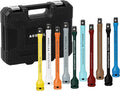 10-Piece Torque Limiting Extension Bar Set, 1/2" Drive, 8" Long, 65-150 Ft-lbs, CR-MO, SAE Standard, Color-Coded Impact Socket Extension Bar Set with Storage Case, for Tire Repair & Drills
