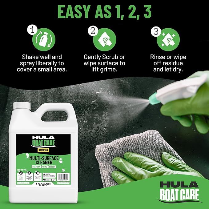 Hula Multi-Surface Cleaner — Vinyl, EVA Foam and Carpet, 1 Gallon — Boat Seat, Sea Deck and Marine Interior Cleaner, Biodegradable, Made in USA