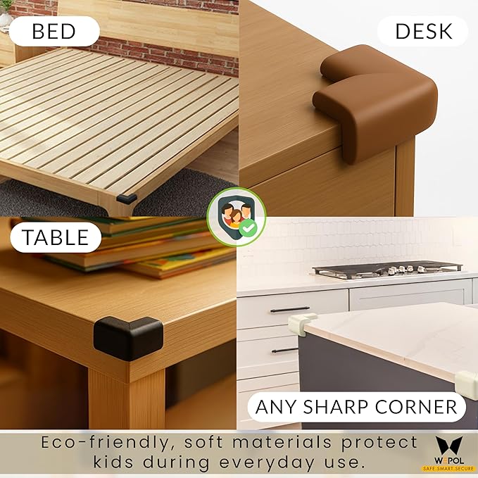 Soft Foam Corner Protectors for Baby, Bed Frame Corner Guards, Sharp Edge Desk Furniture Safety Cover Bumpers for Kids, 3M Adhesive Pre-Taped Rubber Padding Cushion (Black, 12 Pack)