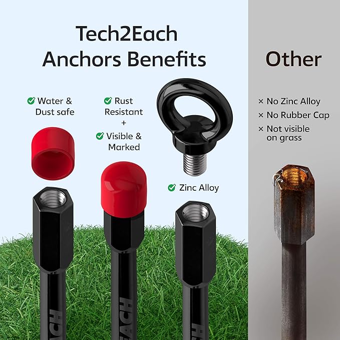 Ground Anchor Heavy Duty 18 inch - Earth Anchor Screw in Kit 4 Pack - Tie Down Swing Set Anchors - Auger Spiral Trampoline Stakes High Wind - Camping Carport Canopy Tent Stakes for Tree Shed Dog Sand