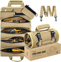 Roll Up Tool Bag, Heavy Duty Tool Organizer with 2 Detachable Pouches, Father's Day Gifts for Dad, Durable Tool Storage for Men Women, Perfect for Husband, Handyman, RV Owners, Dad Birthday, Khaki