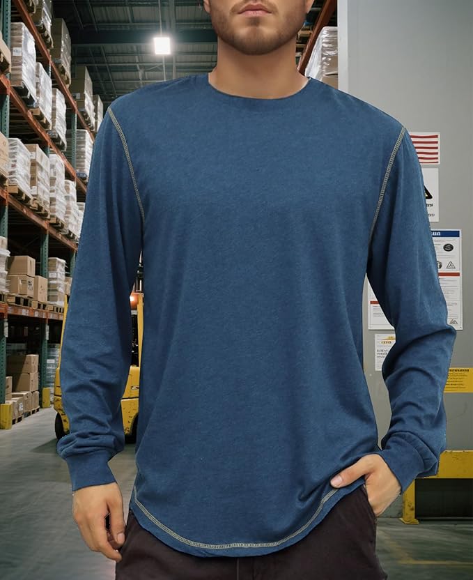 TICOMELA FR Shirts for Men 4oz Lightweight Flame Resistant Crewneck T-Shirts 100% Cotton Fire Retardant Henley Shirts