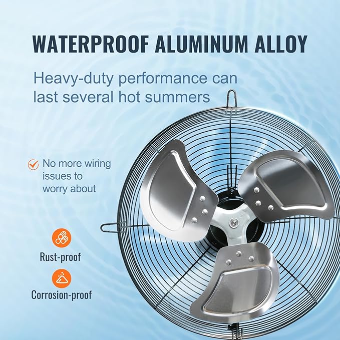 VEVOR 10'' Shutter Exhaust Fan, High-speed 820 CFM, Aluminum Wall Mount Attic Fan with AC-motor, Ventilation and Cooling for Greenhouses, Garages, Sheds, Shops, FCC