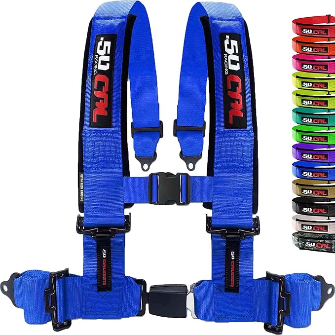 1pc Blue 4 Point Harness for Bucket Seat, 2" Belts, Push Button Release, Racing Harness, Race Car, Off Road Vehicle, UTV, RZR, 10 Color Options [6032]