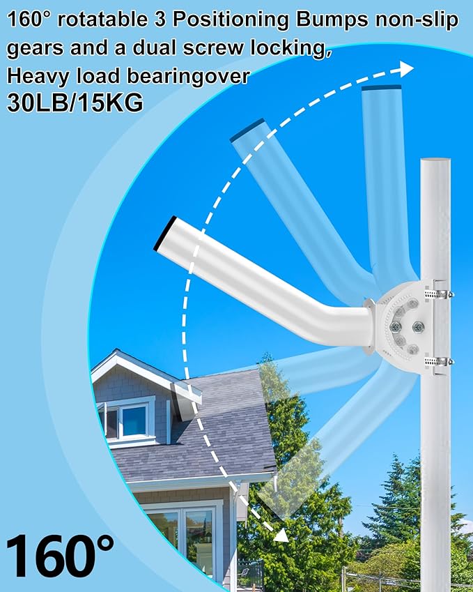 Wireless Bridge Mount, 4-Pack 11 in Dual Screw Locking J Pole Mounting Bracket for Wall or Pole, 160° Angle Adjustable, 1.38 in OD, for CPE, Access Point, TV Antenna or Weather Station