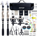 GOTURE Telescopic Fishing Rod and Reel Combos, Carbon Fiber Travel Fishing Pole, 9+1 BB Spinning Reel, Saltwater Freshwater Fishing Gear Kit with Braided Line, Lures, Carrier Bag for Bass Trout