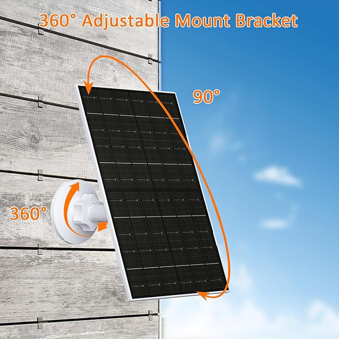 FUTUREZEN 6W Solar Panel for Security Camera Outdoor, 5V USB/USB-C Solar Charger Compatible with Rechargeable Battery Cameras, IP66 Waterproof, 360° Adjustable Mount, 9.8ft Cable (2 Pack, White)