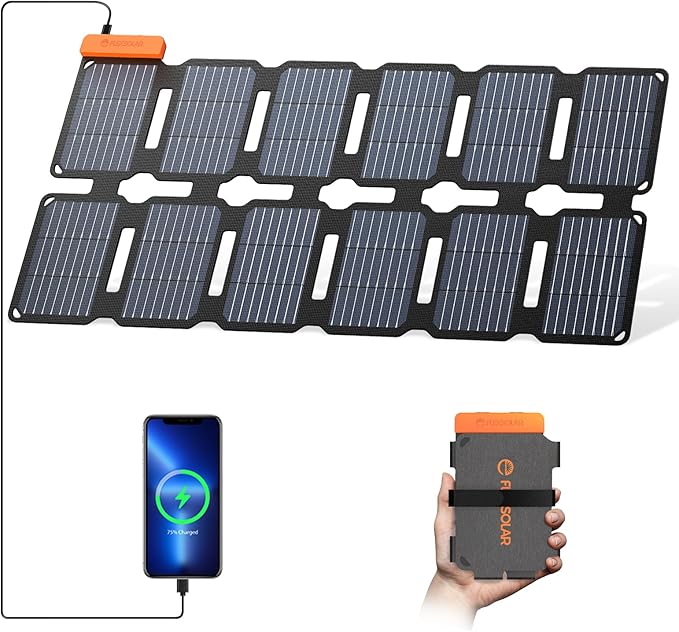 FlexSolar Portable 36W Solar Panel Charger with USB-A and USB-C Ports.1.3lbs,IP57 Waterproof and dustproof, Folded Solar Panel Compatible with Cellphone,Power Bank,Camping Light