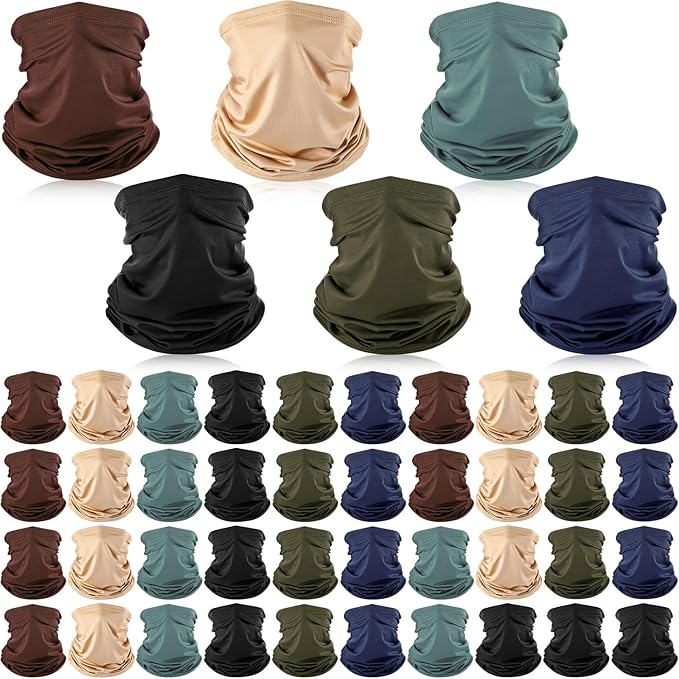 40 Pcs Neck Gaiter Bulk Summer Face Mask UV Protection Face Cover Scarf Balaclava Bandana for Men Women Sports Running