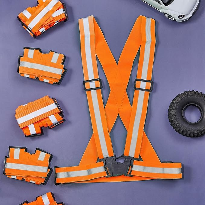 Hercicy 20 Pcs Reflective Vest High Visibility Safety Vests, Adjustable Running Gear Straps Lightweight Reflector for Construction (Orange)