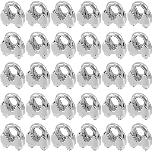 SEUNMUK 40 Pack 5/16 Inch Wire Rope Clamp, 304 Stainless Steel M8 Wire Rope Cable Clip Clamp, Premium and Strong U Bolt Saddle Guy Fastener, Silver