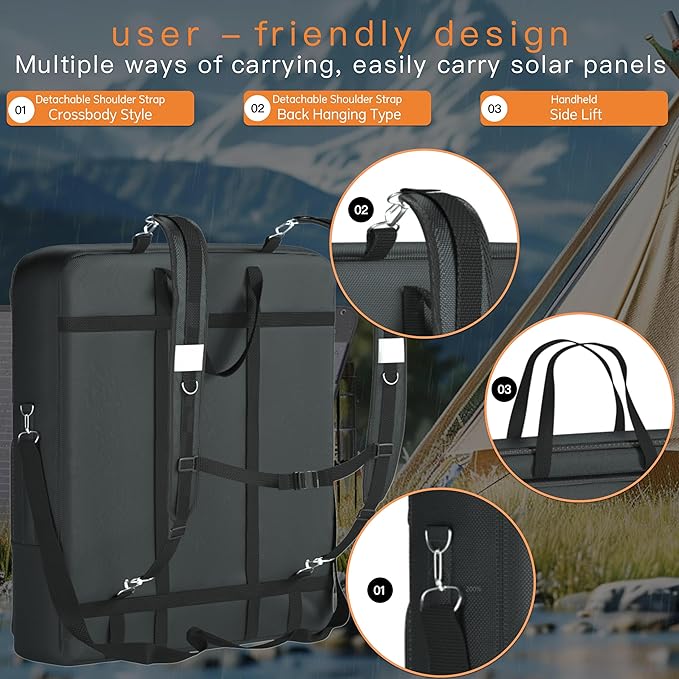 Solar Panel Storage Bag, Compatible With Jackery SolarSaga 100W 100X200W -1680D Marine Canvas+400D Nylon Lining, Suitable for 2 Solar Panels, Waterproof and Durable Solar Panel Carrier