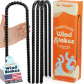Happin® Trampoline Stakes, Trampoline Accessories, Ground Stakes Heavy Duty, Ground Anchors Screw in, Rebar Stakes, Tent Anchors, Yard Spikes, Galvanized Steel (4 Pack, Black)