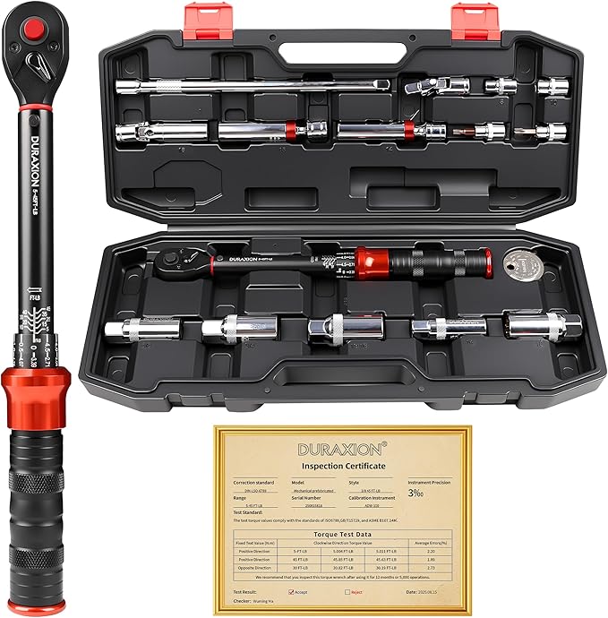 16PCS 3/8" Drive Torque Wrench with Magnetic Spark Plug Socket Set, ±3% Precision Dual Direction Torque Wrenches with 72-Tooth Dual Range Scales with Ft.Lbs and N.m(5-45ft.lb/6.8-61Nm)