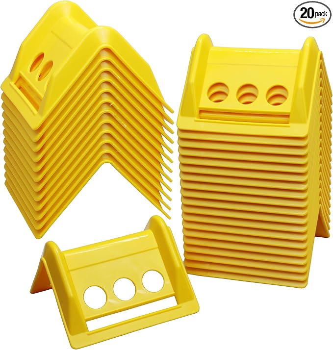 20 Pack Edge Corner Protector With Carrying Case for Flatbed Cargo Load-4'' x 6'' Winch Ratchet Straps Plastic Protectors (Yellow)