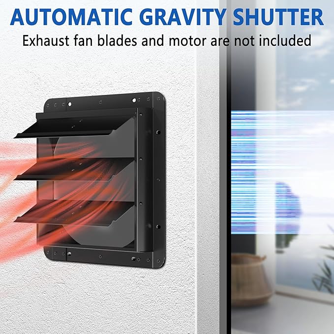 14 Inch Aluminum Automatic Shutter Louver Vent (No Fan Blades and Motor) for Home Attics, Workshops, Barn, Greenhouse