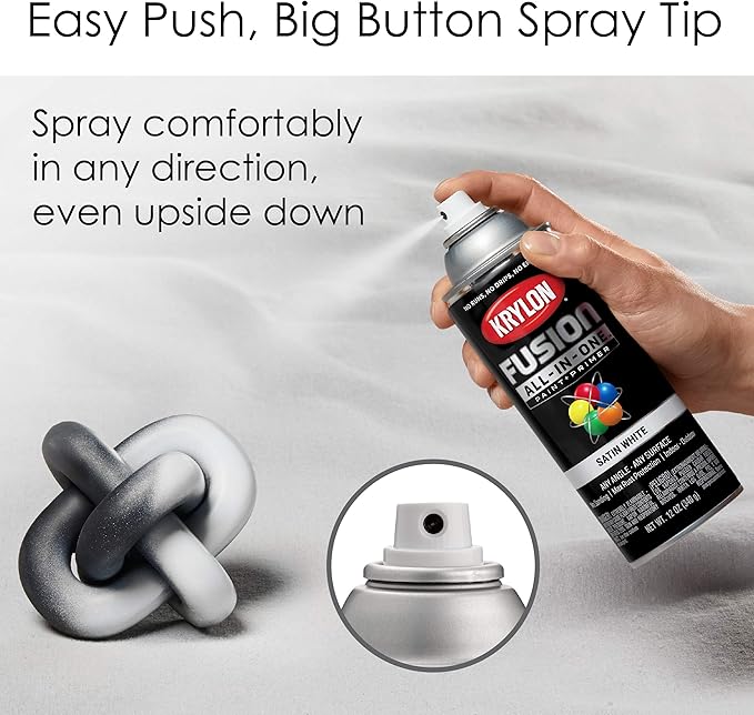 Krylon K02753007 Fusion All-In-One Spray Paint for Indoor/Outdoor Use, Satin White, 12 Ounce (Pack of 2)