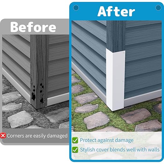 Air Jade Aluminum Alloy Siding Corners, 15.8" x 3.4", 2 Pcs Siding Corner Protectors with 90° Angle, Outdoor Weed Whacking Protection for Wall, Easy to Install with Screws, White