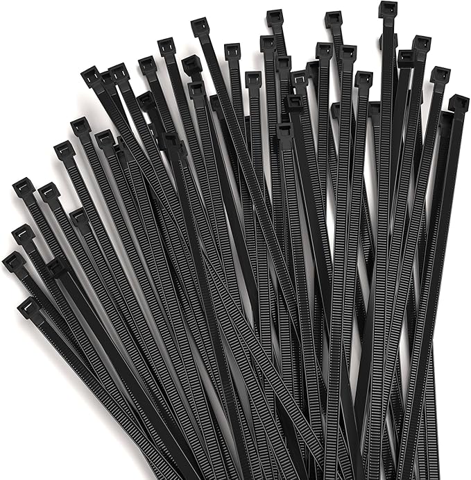 500 Pack 12 inch Black Cable Zip Ties, Nylon Self Locking Plastic Wire Ties, UV-Resistant, Cable Ties with 40 lbs Tensile Strength, High/Low Temperature-Ideal for home, fence...