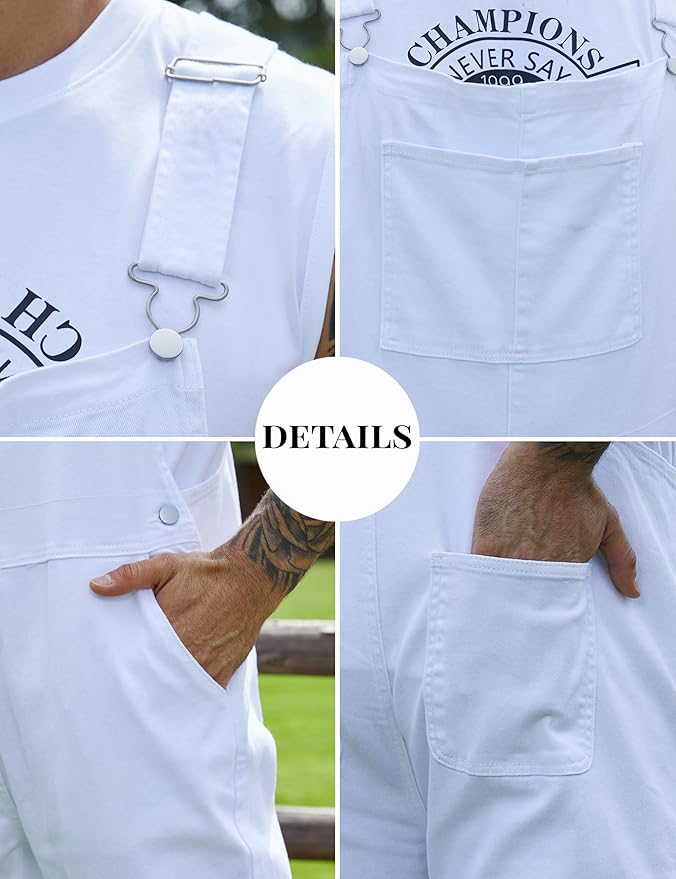 Overalls for Men Fashion Coveralls Work Utility Denim Women Bib Jumpsuit with Pockets