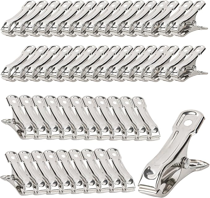 50 PCS Garden Clips - Stainless Steel Greenhouse Clamps,Grip Strong Heavy Duty Metal Greenhouse Supplies,Garden Clips for Netting, Hoops,Shade Cloth,